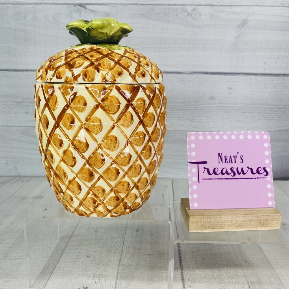 Alco PINEAPPLE Shape Ceramic Rubber Sealed Lidded  8" Tall Canister Storage Jar